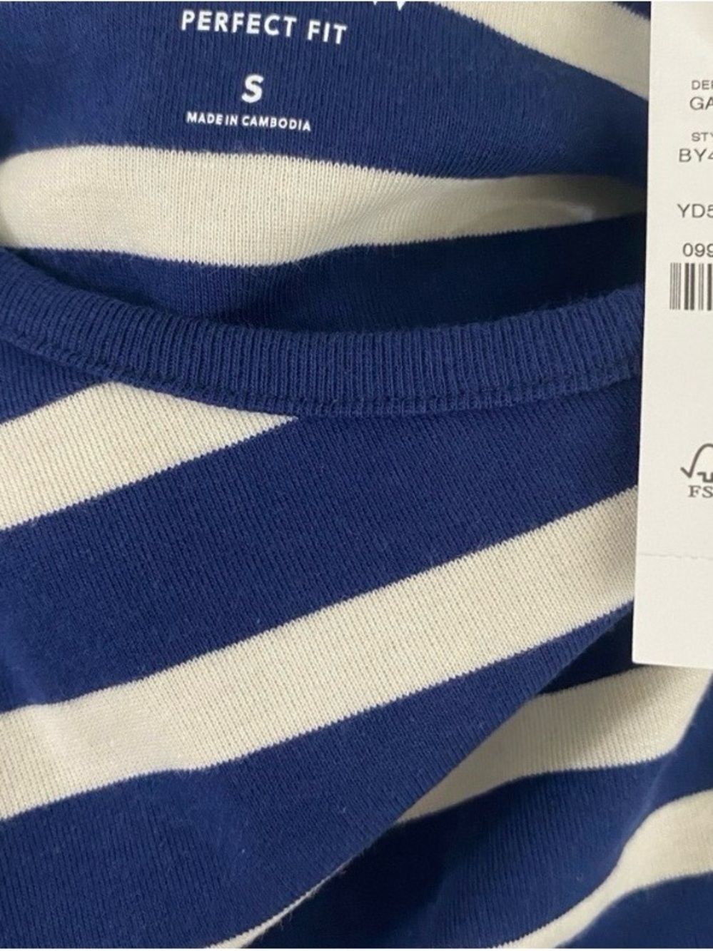 J. Crew Navy and White Striped Short Sleeve Top with Shoulder Buttons - Picture 4 of 4
